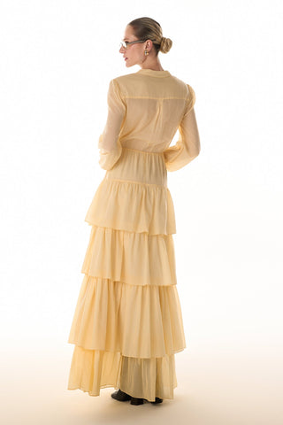 Vestido Fluido Babados - Manteiga 431529BG20