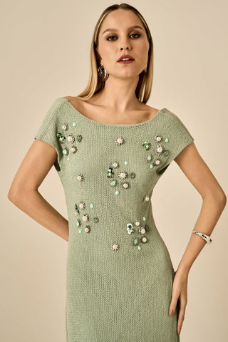 Vestido Croche Bord Perolas - Menta 4315315636