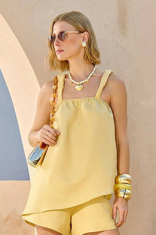 Blusa Linho C/ Alças Organicas - Amarelo 211446AM01.