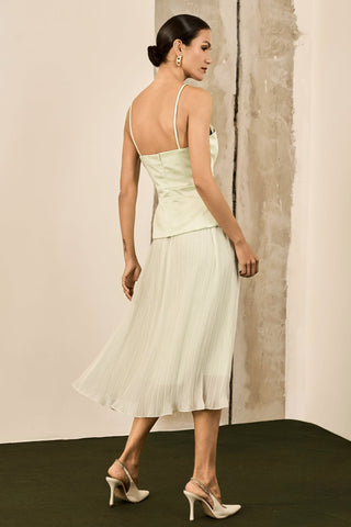 Conjunto Saia Plisse E Top Zibeline - Menta Fresh