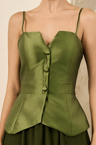 Conjunto Saia Plisse E Top Zibeline - Oliva 451535VD04.