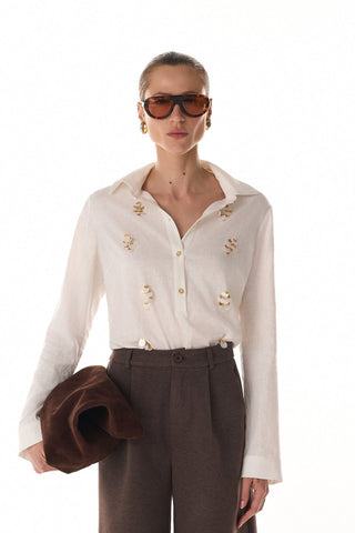 Camisa Em Linho Contemporanea - Off White 411521BR03 OFF..