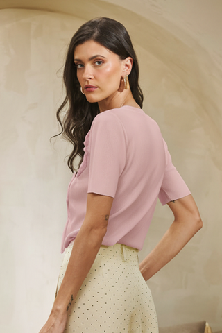 T-shirt Trico C/bordado Tulipa - Rosa 211465RS01.