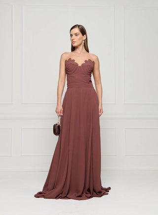 Vestido Recorte Leque - Chocolate 281502MA05