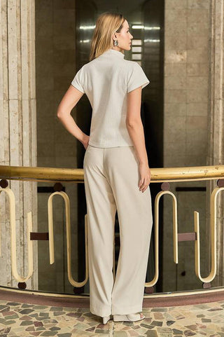 Calça Alfaiataria Reta - Off White 441505BR03 OFF..