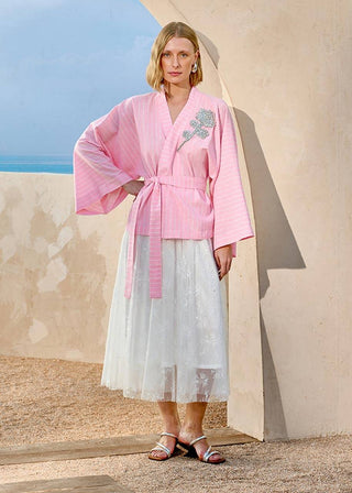 Blusa Kimono Listras - Rosa 211411RS01.