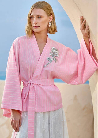 Blusa Kimono Listras - Rosa 211411RS01.