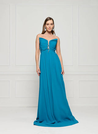 Vestido Tqc C/ Drapeado E Designer Gatinho - Petróleo 281531AZ09