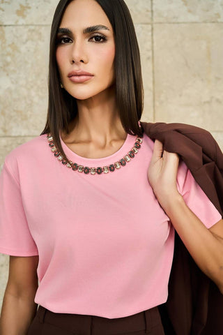 T-shirt Gola Bordada - Rosa 411524RS01.