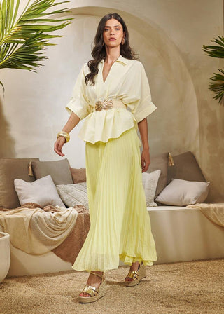 Saia Plissada Lisa Chiffon - Amarelo 261420AM01.