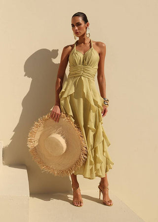 Vestido Frete Unica Babados Midi - Capim Limão 2214169874