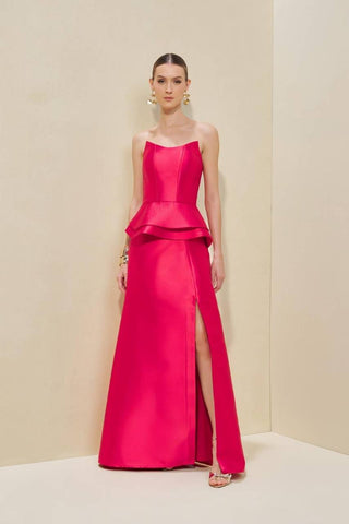 Vestido Peplum Pespontado - Red 281476327