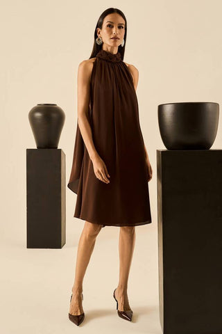 Vestido Frente Unica Midi Lenços - Marron 421521MA09