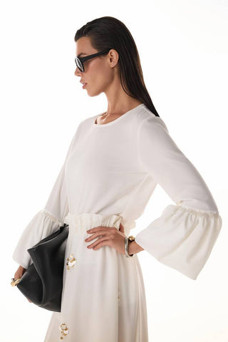 Blusa Mangas Recorte Balone - Off White 411522BR03 OFF..