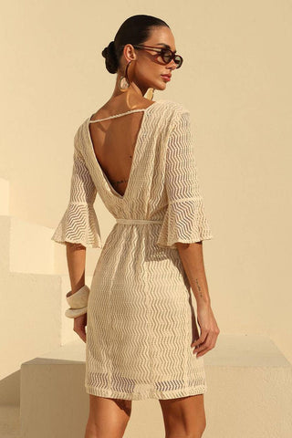 Vestido Crochet Amalti - Off White 221429BR03 OFF..