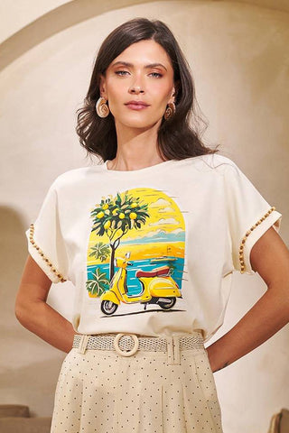 T-shirt Lambreta C/ Bordado - Manteiga 211417BG20