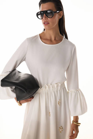 Blusa Mangas Recorte Balone - Off White 411522BR03 OFF..