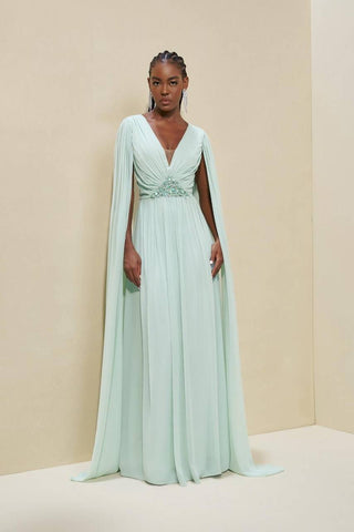 Vestido Fluido C/ Mangas Capa - Menta 2914015636
