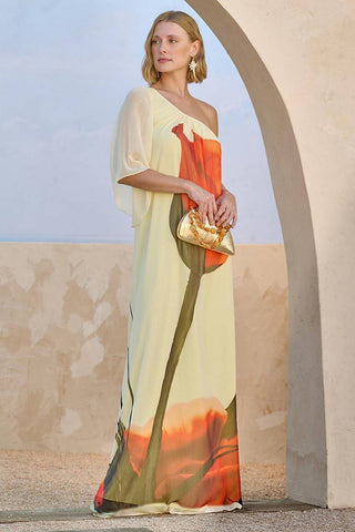 Vestido Um Ombro So Print Tulipa Amarela - Tulipa 2314148745
