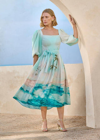 Vestido Print Coqueiros Midi - Estampa Coqueiros 221434EST01