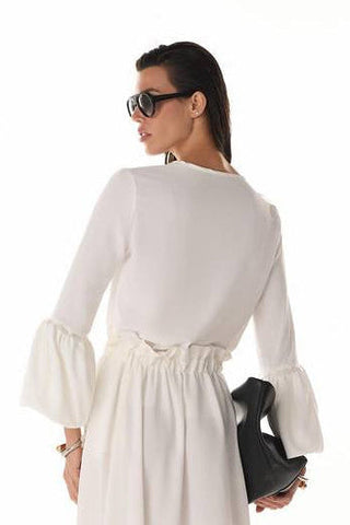 Blusa Mangas Recorte Balone - Off White 411522BR03 OFF..