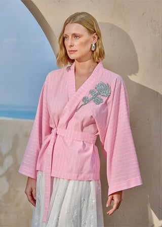 Blusa Kimono Listras - Rosa 211411RS01.