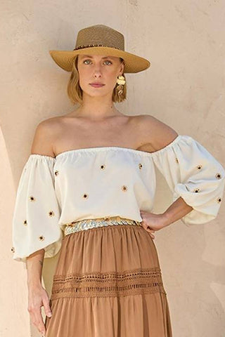 Blusa Ombro A Ombro Cool - Off White 211420BR03 OFF..