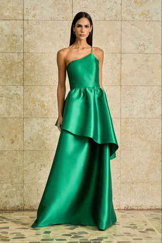 Vestido Assimétrico Com Sobresaia - Esmeralda 281593VD17