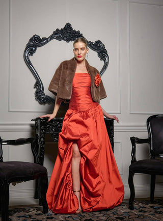 Vestido Tqc Tafeta Drapeado - Terracota 2815111540