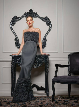 Vestido Tqc Pluma Lurex - Preto 281544PR01...