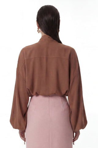 Blusa Cropped Moderna - Caramelo